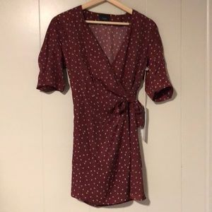 Free People PolkaDot Maroon Wrap Dress